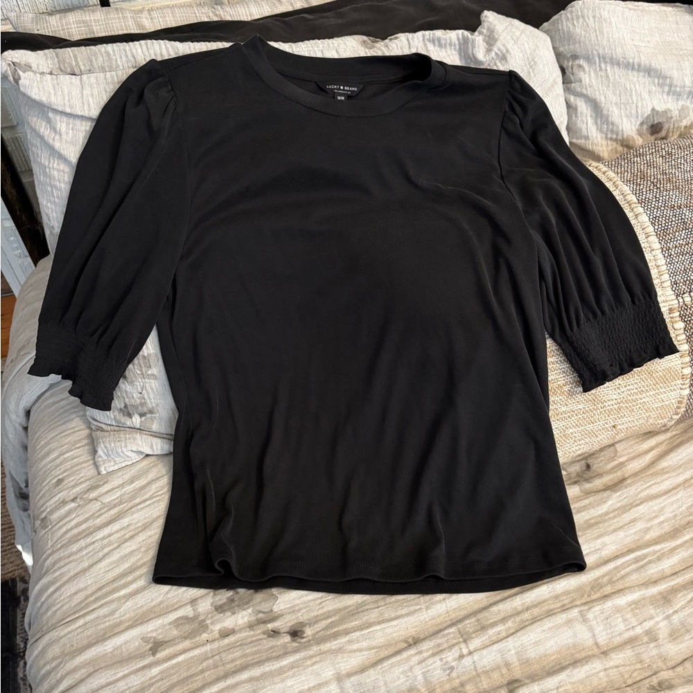 Lucky Brand Black 3/4 Long Sleeve Top